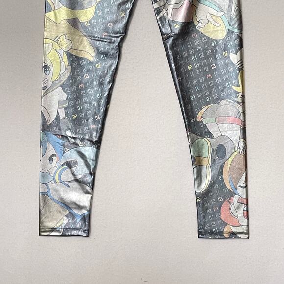 Hatsune Miku Vocaloid Cosplay Leggings Womens Large Silver Graphic Metallic - Picture 9 of 11